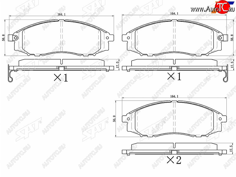 1 329 р. Колодки тормозные перед FR-FL SAT  Nissan Navara (1 D22,  2 D40,  3 D23), NP300, Pathfinder (R50,  R51)  с доставкой в г. Нижний Новгород