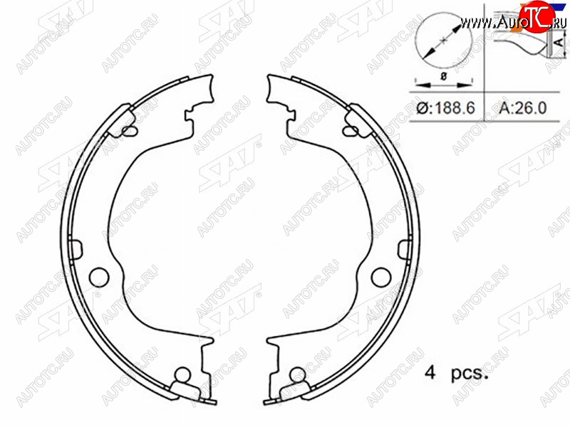 1 599 р. Колодки тормозные барабанные задние RH-LH SAT  Chevrolet Captiva ( CN202S) (2006-2024), Opel Antara (2006-2015)  с доставкой в г. Нижний Новгород