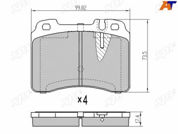 Колодки тормозные перед FR-FL SAT Mercedes-Benz (Мерседес-Бенс) E-Class (е-класс)  W210 (1996-2003) W210 дорестайлинг седан, дорестайлинг универсал, седан рестайлинг, универсал рестайлинг