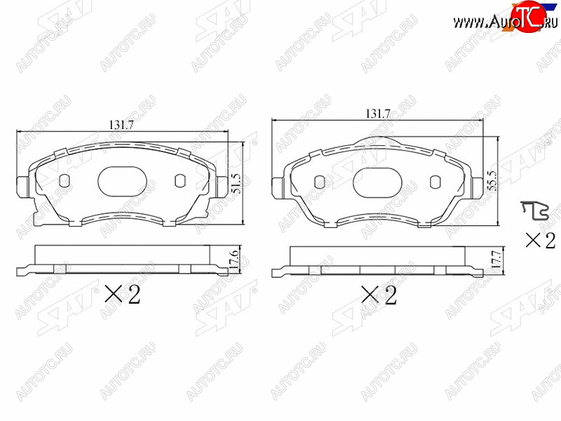 1 099 р. Колодки тормозные перед FR-FL SAT  Opel Corsa  C - Meriva  A  с доставкой в г. Нижний Новгород