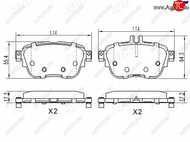 1 369 р. Колодки тормозные задние RH-LH SAT  Mercedes-Benz E-Class  S213 (2016-2024) универсал дорестайлинг, универсал рестайлинг  с доставкой в г. Нижний Новгород