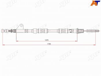 Трос ручного тормоза RH SAT Toyota Avensis T220 седан дорестайлинг (1997-2001)  (барабанные тормоза)