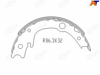 1 249 р. Колодки барабанные задние RH-LH SAT  Lifan Solano (2010-2015), Toyota Corolla  E150 (2006-2013), Toyota Ist  XP110 (2007-2016), Toyota Wish  XE20 (2009-2012) (комплект 4шт)  с доставкой в г. Нижний Новгород. Увеличить фотографию 1