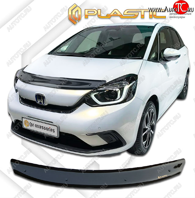 1 839 р. Дефлектор капота CA-Plastic  Honda Fit  4 GR (2019-2022) дорестайлинг (classic черный, без надписи)  с доставкой в г. Нижний Новгород