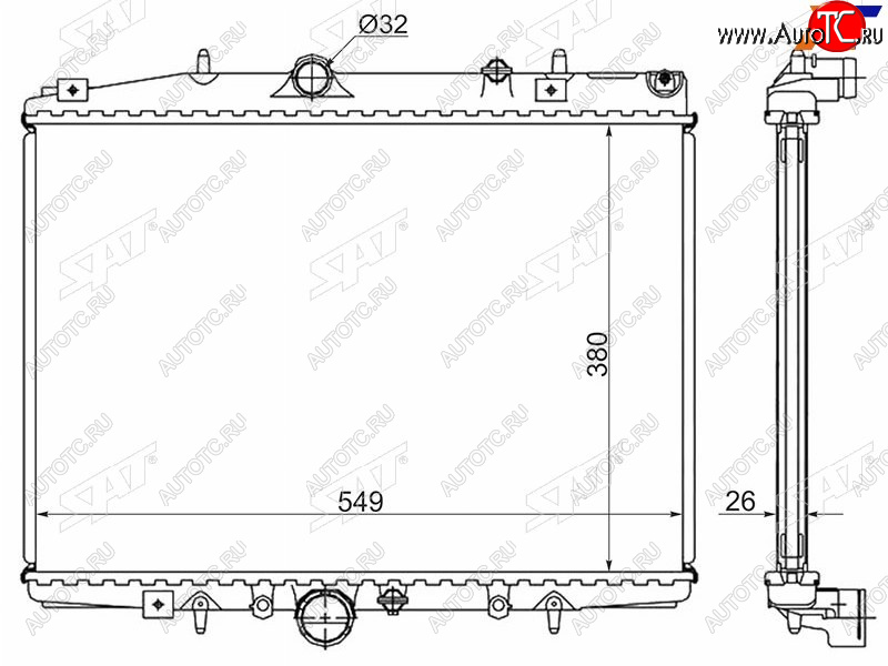 5 199 р. Радиатор охлаждающей жидкости SAT CITROEN C5 X40 дорестайлинг,лифтбэк (2000-2004)  с доставкой в г. Нижний Новгород