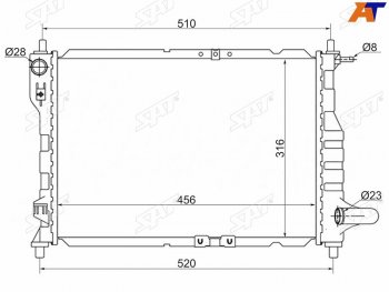 2 499 р. Радиатор SAT  Chevrolet Spark  M200,250 (2005-2010), Daewoo Matiz  M100 (1998-2000)  с доставкой в г. Нижний Новгород. Увеличить фотографию 1