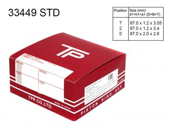 Кольца поршневые (комплект) STD 4G69 2,4 TPR Mitsubishi Lancer 9 1-ый рестайлинг седан (2003-2005)