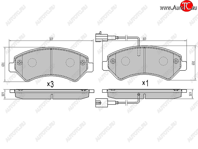 1 999 р. Колодки тормозные перед FL-FR SAT  Peugeot Boxer ( 250,  290) (2006-2024) (2 датчика износа с камерами наполнением)  с доставкой в г. Нижний Новгород