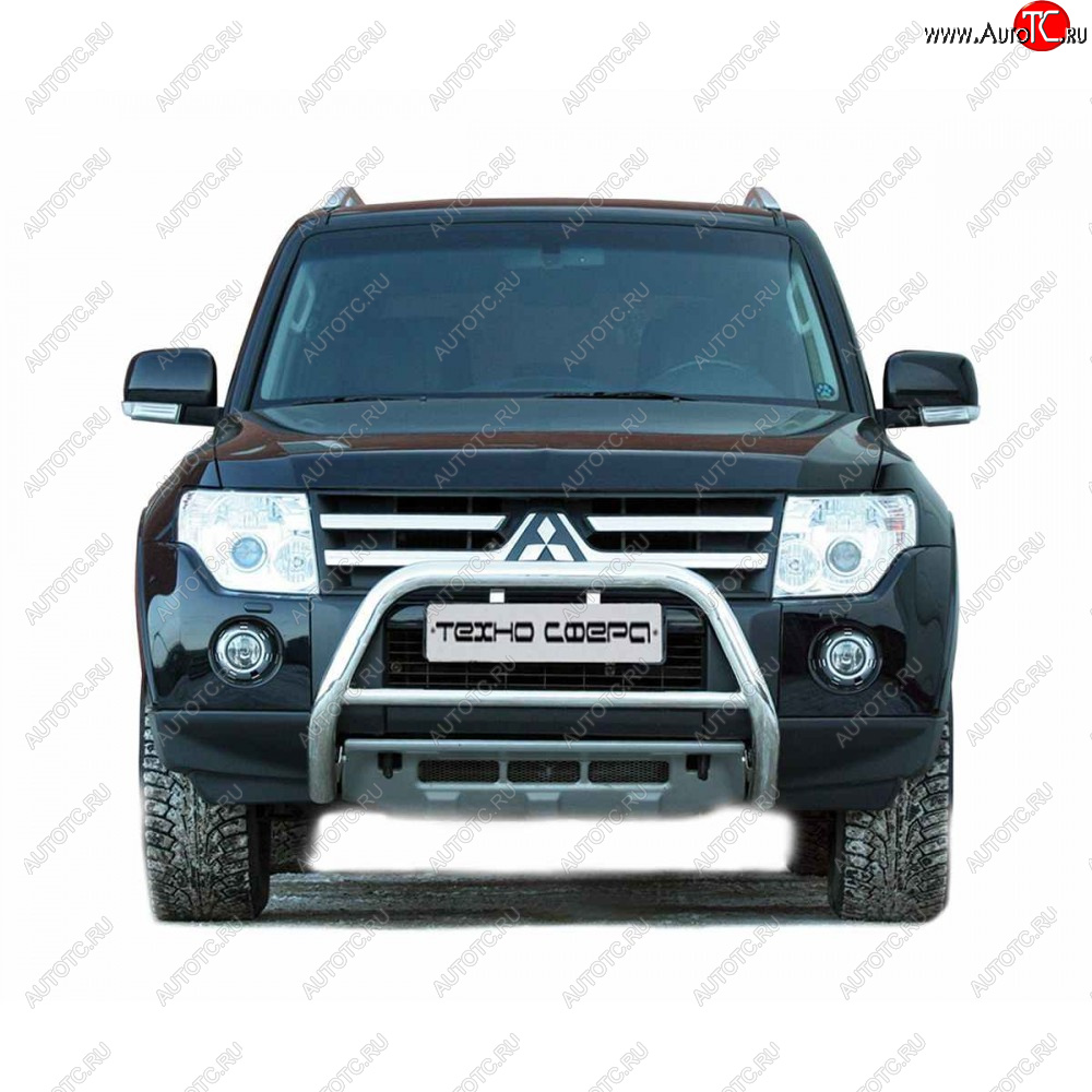 10 599 р. Передок низкий крашенная d63.5, Техно Сфера Mitsubishi Pajero 4 V90 дорестайлинг (2006-2011) (Черный матовый)  с доставкой в г. Нижний Новгород