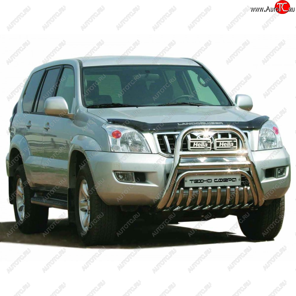 36 699 р.  Передок с защитой двигателя нержавейка d63.5, Техно Сфера  Toyota Land Cruiser Prado  J120 (2002-2009) (Нержавейка)  с доставкой в г. Нижний Новгород