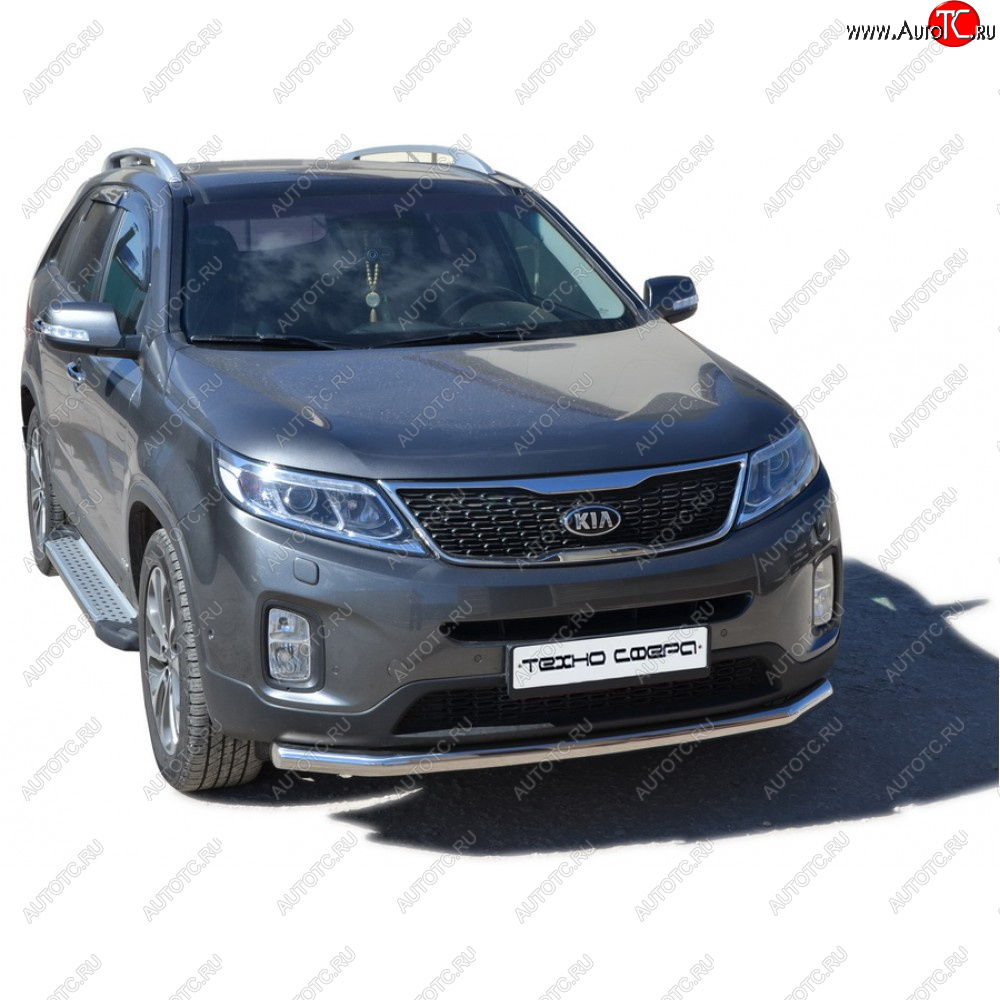 27 799 р. Пороги бумер алюминиевые с резинкой, Техно Сфера KIA Sorento XM рестайлинг (2012-2015) (Черный глянец)  с доставкой в г. Нижний Новгород