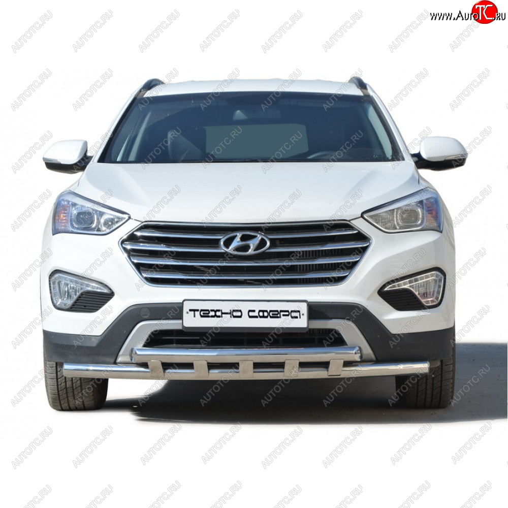 30 999 р. Защита переда труба двойная нержавейка d63.5, Техно Сфера  Hyundai Grand Santa Fe  1 DM (2013-2018) дорестайлинг, рестайлинг  с доставкой в г. Нижний Новгород