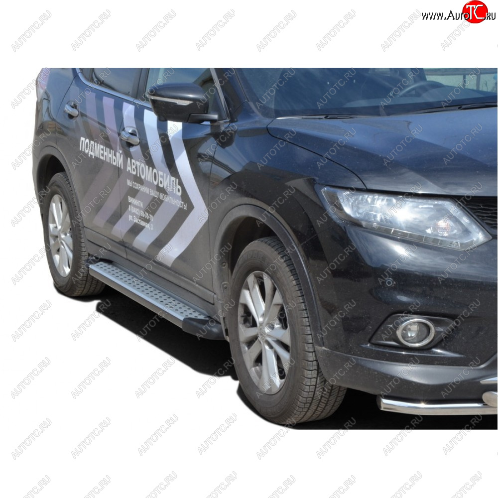 27 799 р. Пороги бумер алюминиевые с резинкой, Техно Сфера Nissan X-trail 2 T31 рестайлинг (2010-2015) (Черный глянец)  с доставкой в г. Нижний Новгород