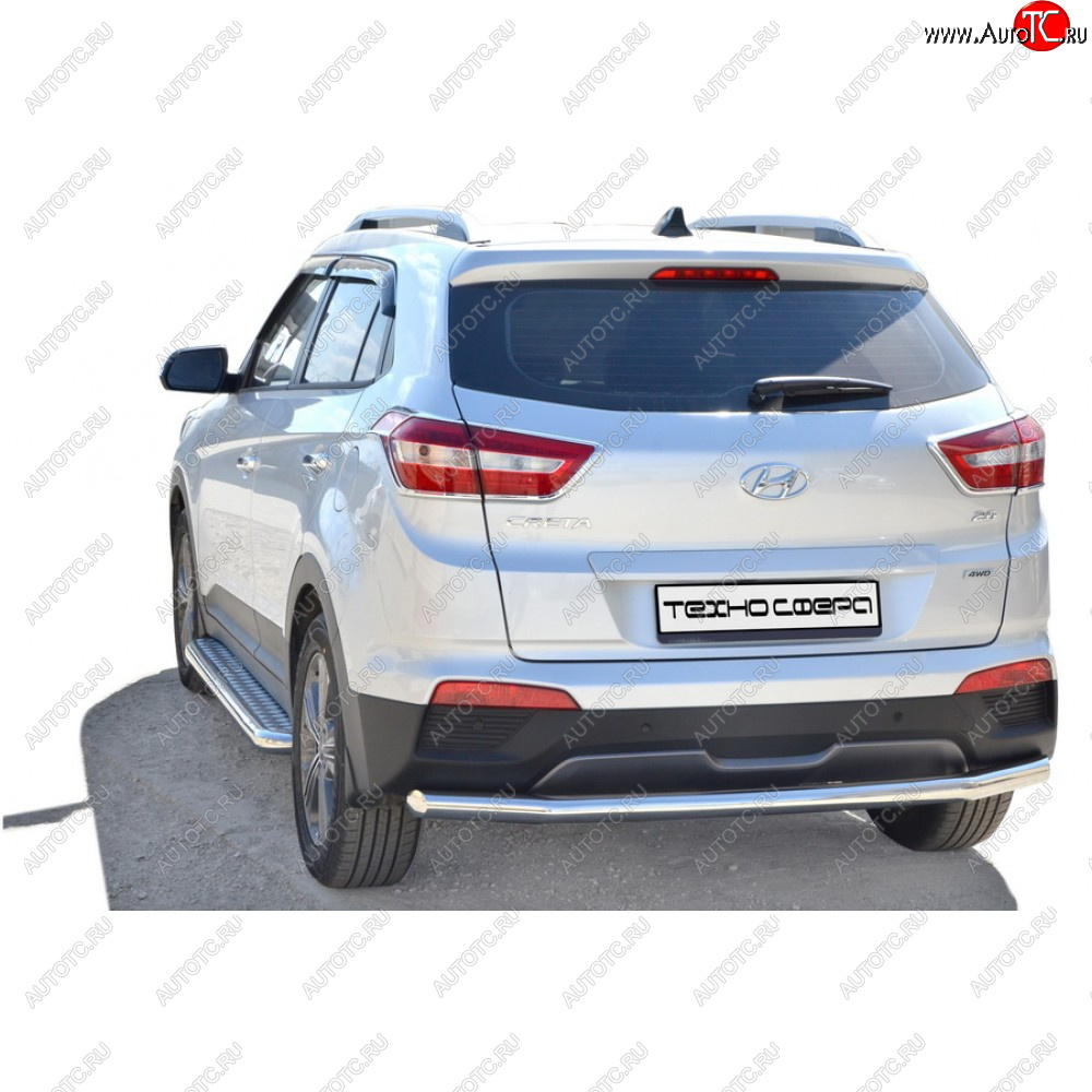 7 999 р. Защита заднего бампера d63,5 Техно Сфера  Hyundai Creta ( GS,  SU) (2015-2022) дорестайлинг, рестайлинг (черный глянцевый)  с доставкой в г. Нижний Новгород