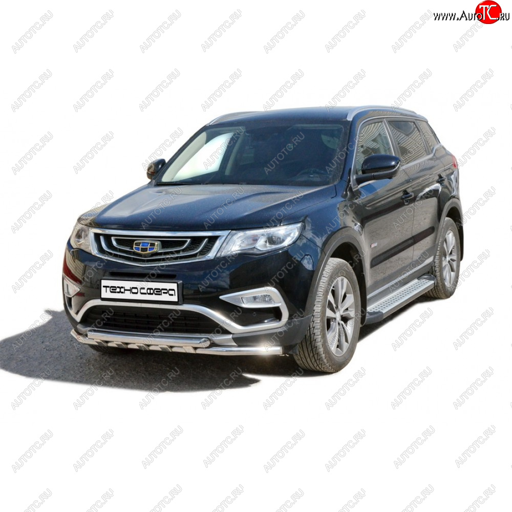 24 999 р. Защита передатруба двойная нержавейка d51, Техно Сфера  Geely Atlas  NL3 (2016-2022) (Нержавейка)  с доставкой в г. Нижний Новгород