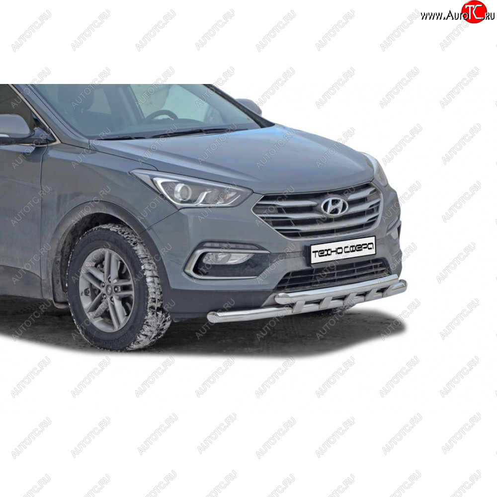 26 999 р. Защита переда труба двойная нержавейка d63,5, Техно Сфера  Hyundai Santa Fe  DM (2015-2019) рестайлинг (Нержавейка)  с доставкой в г. Нижний Новгород