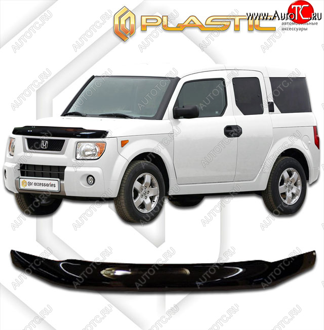 1 999 р. Дефлектор капота CA-Plastic  Honda Element  1 (2003-2008) YH дорестайлинг, YH 1-ый рестайлинг (classic черный, без надписи)  с доставкой в г. Нижний Новгород