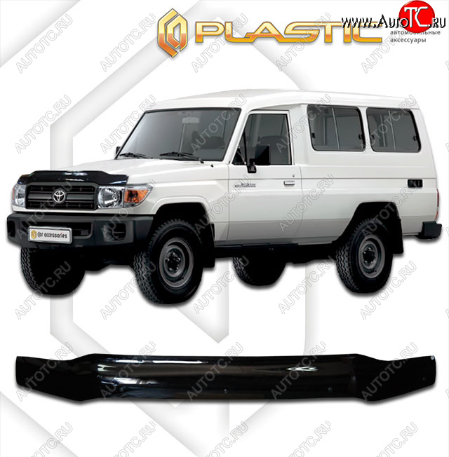 2 079 р. Дефлектор капота CA-Plastic  Toyota Land Cruiser  78 (2007-2023) 3 дв. 3-ий рестайлинг (classic черный, без надписи)  с доставкой в г. Нижний Новгород