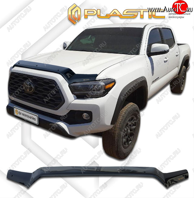 2 079 р. Дефлектор капота CA-Plastic  Toyota Tacoma  N300 (2016-2023) PickUp DoubleCab дорестайлинг, PickUp DoubleCab рестайлинг (Classic черный)  с доставкой в г. Нижний Новгород