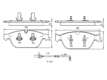 Колодки тормозные передние FL-FR SAT Audi A8 D4 дорестайлинг, седан (2009-2013)  (с датчиком)