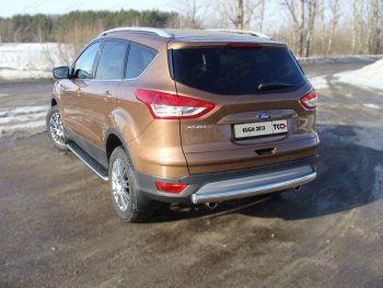 Защита задняя (центральная, нержавейка d75*42 мм) ТСС Тюнинг Ford Kuga 2 дорестайлинг (2013-2016)  (центральная)