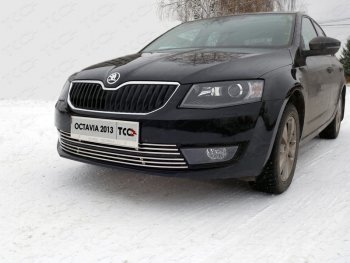 Декоративная вставка решетки радиатора ТСС Тюнинг Skoda Octavia A7 дорестайлинг универсал (2012-2017) ()