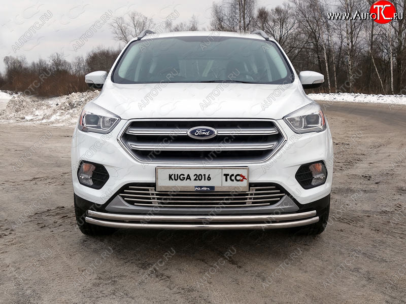 6 449 р. Рамка гос. номера ТСС Тюнинг  Ford Kuga  2 (2016-2019) рестайлинг (нержавейка)  с доставкой в г. Нижний Новгород