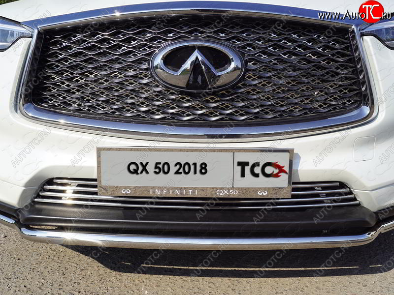 6 449 р. Рамка гос. номера ТСС Тюнинг  INFINITI Qx50  J55 (2017-2022) (нержавейка)  с доставкой в г. Нижний Новгород