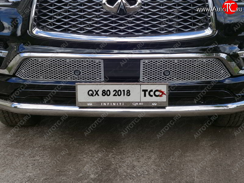 6 449 р. Рамка гос. номера ТСС Тюнинг  INFINITI QX80  Z62 (2018-2024) 2-ой рестайлинг (нержавейка)  с доставкой в г. Нижний Новгород