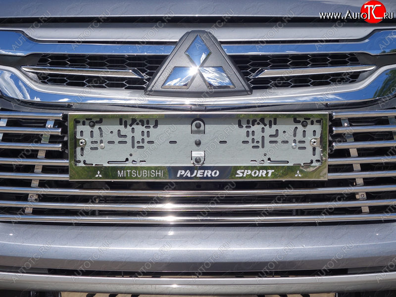 6 249 р. Рамка гос. номера ТСС Тюнинг Mitsubishi Pajero Sport QE дорестайлинг (2015-2021) (нержавейка)  с доставкой в г. Нижний Новгород