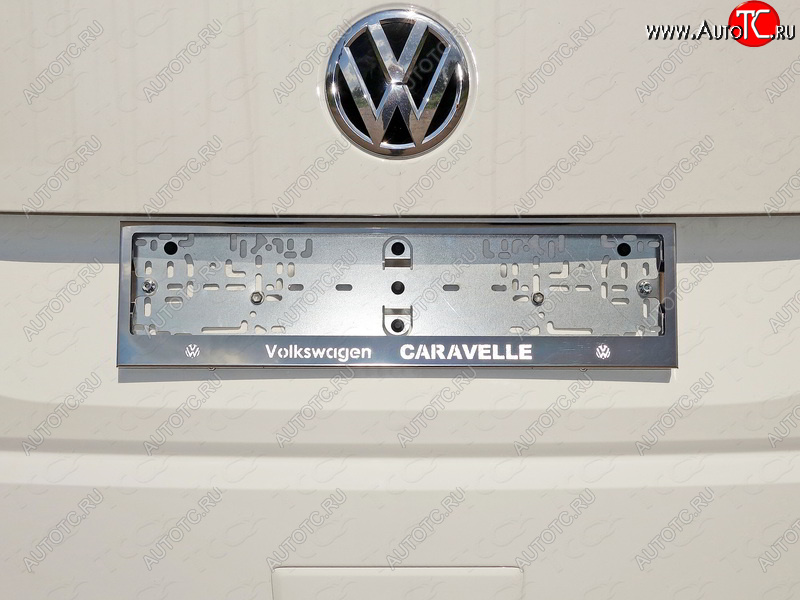 6 249 р. Рамка гос. номера ТСС Тюнинг Volkswagen Caravelle T6 дорестайлинг (2015-2019) (нержавейка)  с доставкой в г. Нижний Новгород