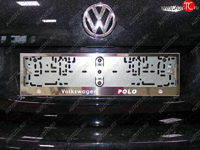 6 249 р. Рамка гос. номера ТСС Тюнинг Volkswagen Polo 5 седан рестайлинг (2015-2020) (нержавейка)  с доставкой в г. Нижний Новгород