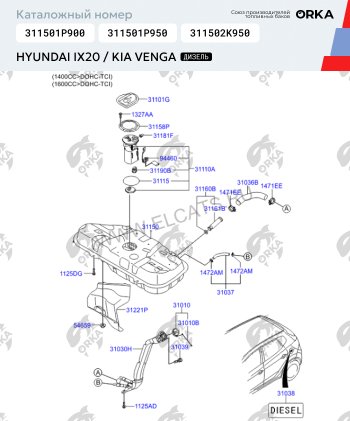 10 849 р. Топливный бак сталь (антикоррозия) Hyundai i20 GB хэтчбэк 5 дв. дорестайлинг (2014-2018)  с доставкой в г. Нижний Новгород. Увеличить фотографию 11