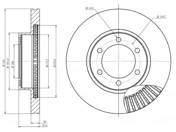 Диск тормозной передний Ø338mm HOSU Toyota Land Cruiser Prado J120 (2002-2009)