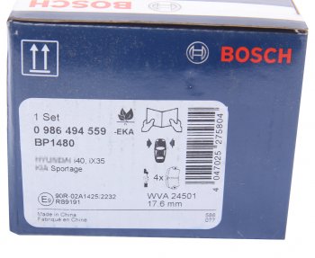 3 299 р. Колодки тормозные передние без отверстий (4шт.) BOSCH Hyundai IX35 LM рестайлинг (2013-2018)  с доставкой в г. Нижний Новгород. Увеличить фотографию 4