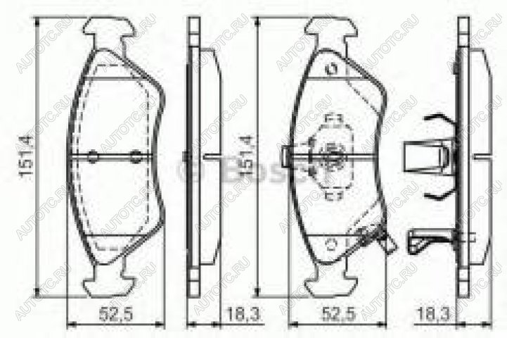 1 329 р. Колодки тормозные передние (4шт.) BOSCH KIA Clarus K9A седан рестайлинг (1998-2001)  с доставкой в г. Нижний Новгород