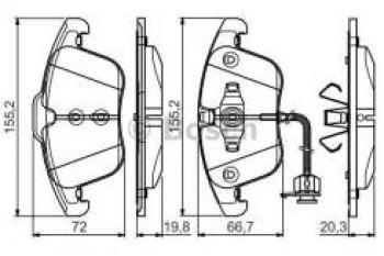 Колодки тормозные передние (4шт.) BOSCH Audi A5 8T дорестайлинг, лифтбэк (2007-2011)