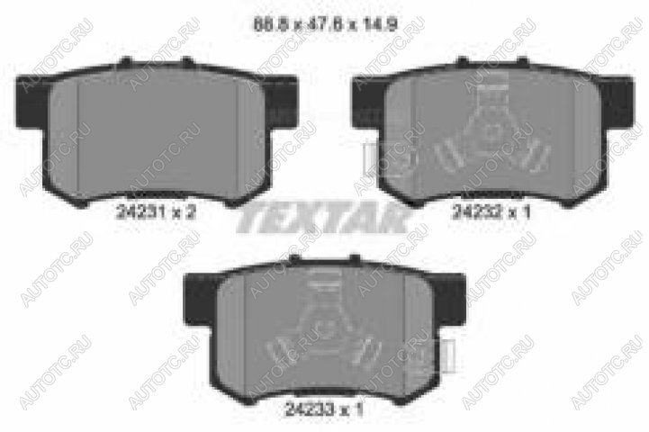3 099 р. Колодки тормозные задние (4шт.) TEXTAR Honda CR-V RD4,RD5,RD6,RD7,RD9  дорестайлинг (2001-2004)  с доставкой в г. Нижний Новгород