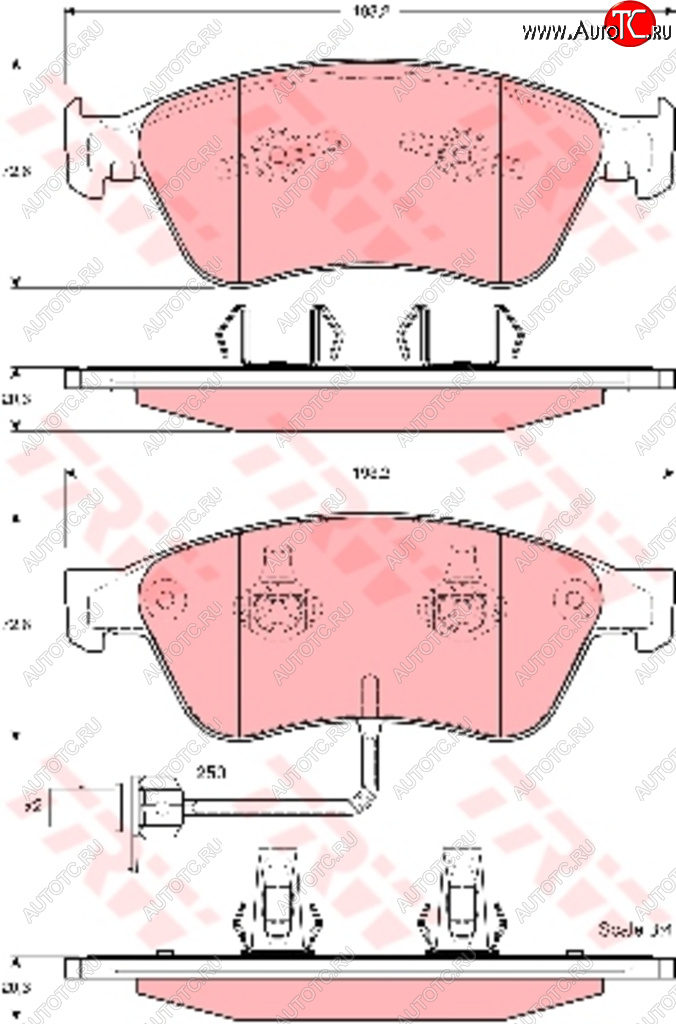 8 649 р. Колодки тормозные передние (4шт.) TRW Audi A8 D3 дорестайлинг (2002-2005)  с доставкой в г. Нижний Новгород