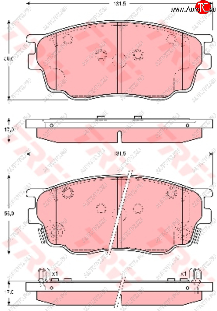 3 299 р. Колодки тормозные передние (4шт.) TRW Mazda 6 GG седан дорестайлинг (2002-2005)  с доставкой в г. Нижний Новгород