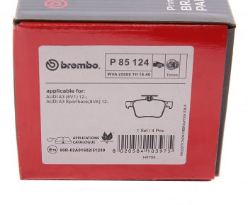 4 749 р. Колодки тормозные задние (4шт.) BREMBO Audi A3 8VS седан дорестайлинг (2012-2016)  с доставкой в г. Нижний Новгород. Увеличить фотографию 4