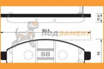 Колодки тормозные передние (4шт.) SANGSIN Nissan Navara 1 D21 дорестайлинг (1992-1997)