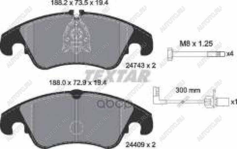 6 449 р. Колодки тормозные передние (4шт.) TEXTAR Audi A4 B7 седан (2004-2008)  с доставкой в г. Нижний Новгород