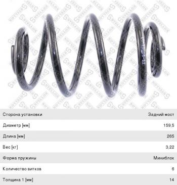 Пружина задней подвески STELLOX Opel Astra F седан рестайлинг (1994-1998)