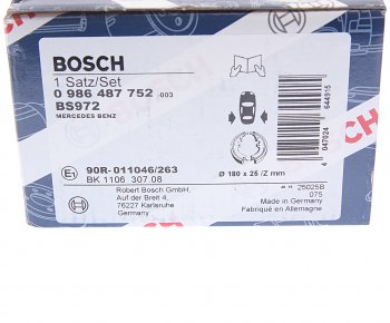 3 279 р. Колодки тормозные задние барабанные (4шт.) BOSCH Mercedes-Benz E-Class W212 дорестайлинг седан (2009-2012)  с доставкой в г. Нижний Новгород. Увеличить фотографию 5