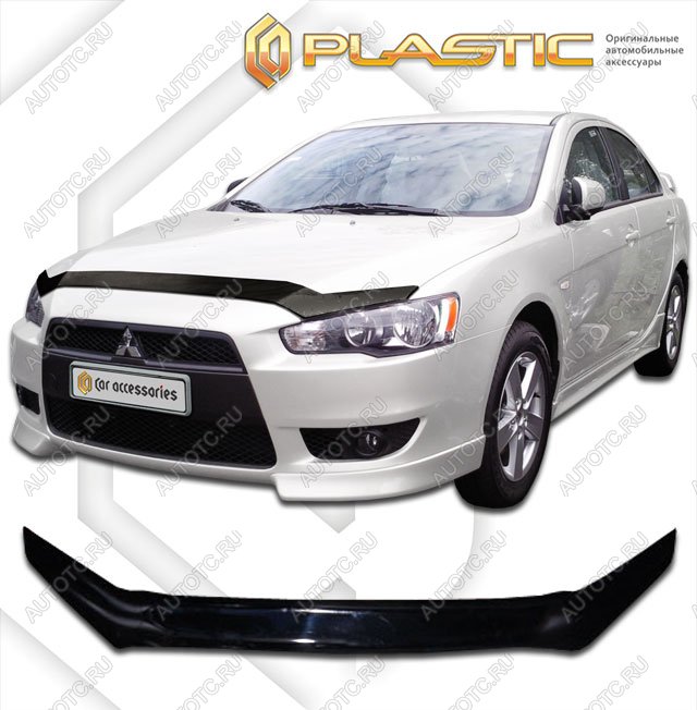 2 099 р. Дефлектор капота CA-Plastic  Mitsubishi Lancer  10 (2007-2017) седан дорестайлинг, хэтчбэк дорестайлинг, седан рестайлинг, хэтчбек 5 дв рестайлинг (Classic черный)  с доставкой в г. Нижний Новгород