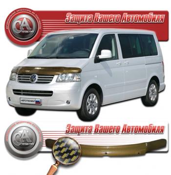 2 249 р. Дефлектор капота CA-Plastiс Volkswagen Caravelle T5 дорестайлинг (2002-2009) (серия Шелкография карбон золото)  с доставкой в г. Нижний Новгород. Увеличить фотографию 1