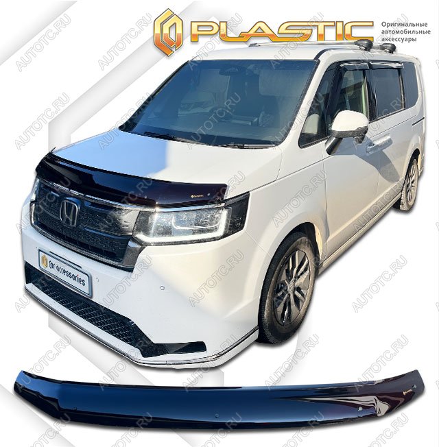 2 159 р.  Дефлектор капота (рынок Японии) CA-Plastic  Honda StepWagon  RP6,RP7, RP8 (2022-2025) минивэн дорестайлинг (серия Classic черный)  с доставкой в г. Нижний Новгород