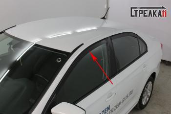 Дефлекторы окон 2D Стрелка11 Skoda (Шкода) Rapid (Рапид)  NH3 (2012-2020), Volkswagen (Волксваген) Polo (Поло)  Mk6 (2020-2022)  (черные)