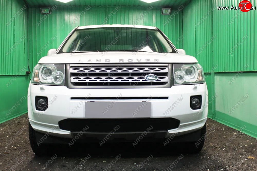 3 899 р. Защитная сетка в бампер (низ, ячейка 3х7 мм) Alfeco Стандарт Land Rover Freelander L359 1-ый рестайлинг (2010-2012) (Чёрная)  с доставкой в г. Нижний Новгород